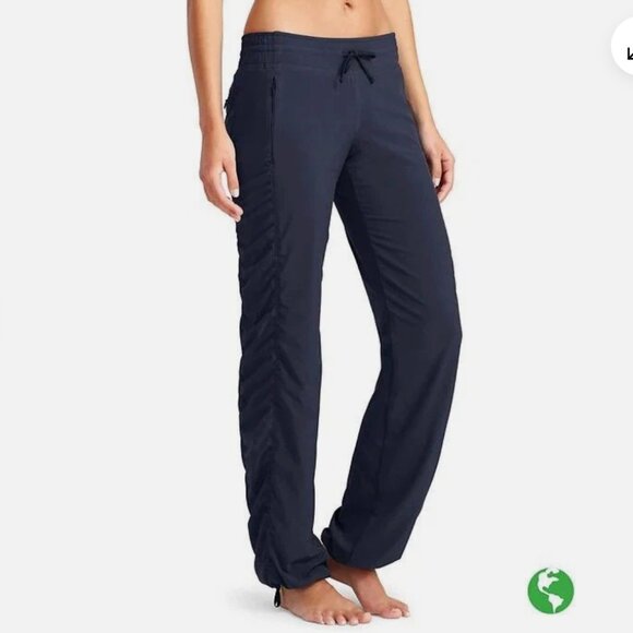 Athleta La Viva Pants Womens Size 8 BLACK Ruched Drawstring Zip Pockets - Picture 1 of 9